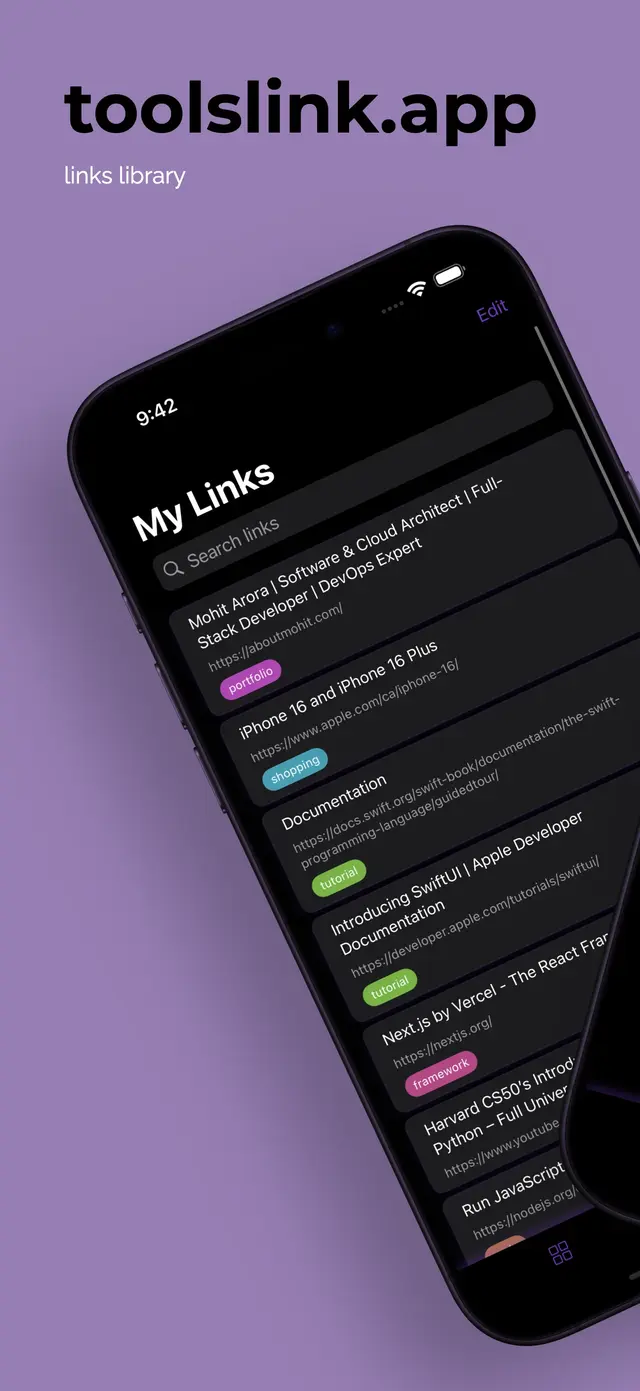 toolslink app screenshot 1 - Link management interface